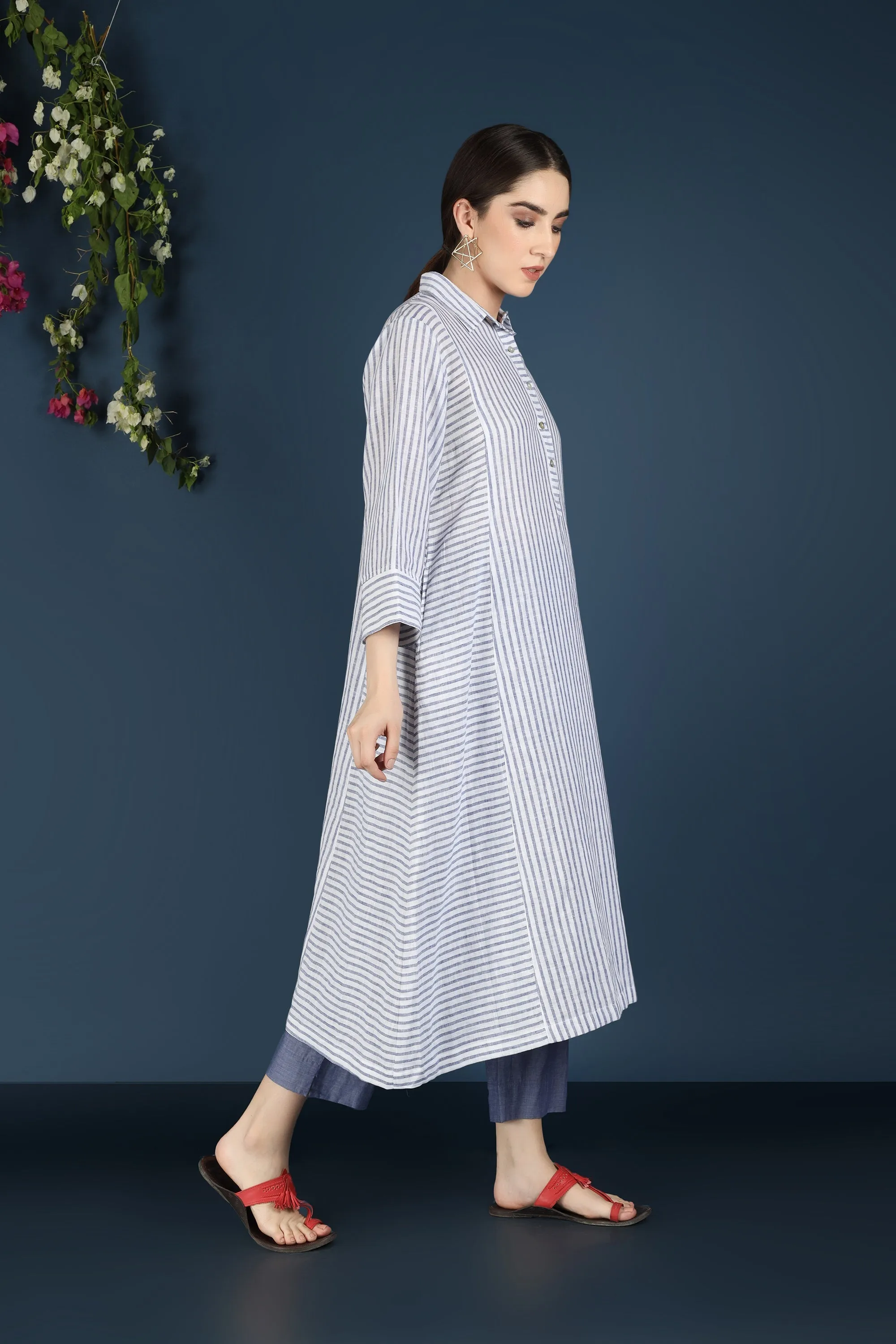 BLUE STRIPED KURTA CO-ORD SET