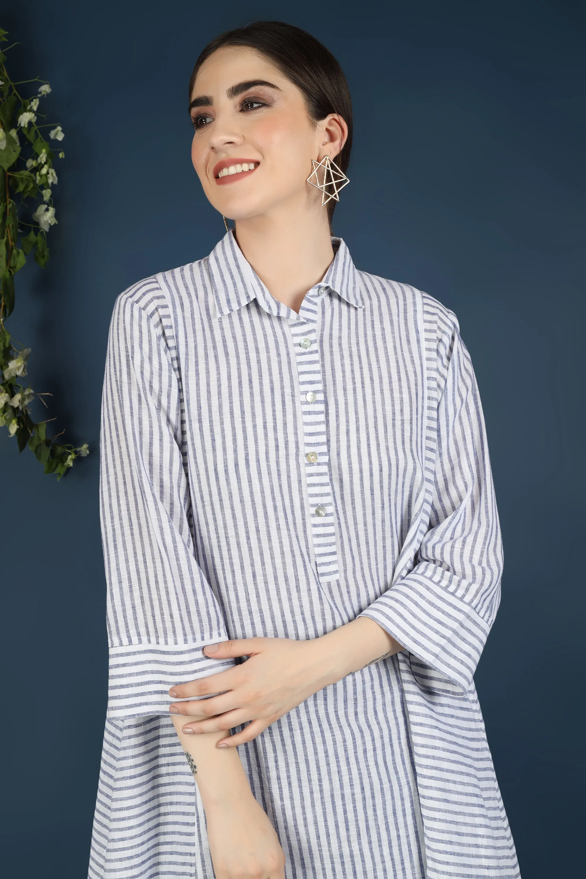 BLUE STRIPED KURTA CO-ORD SET