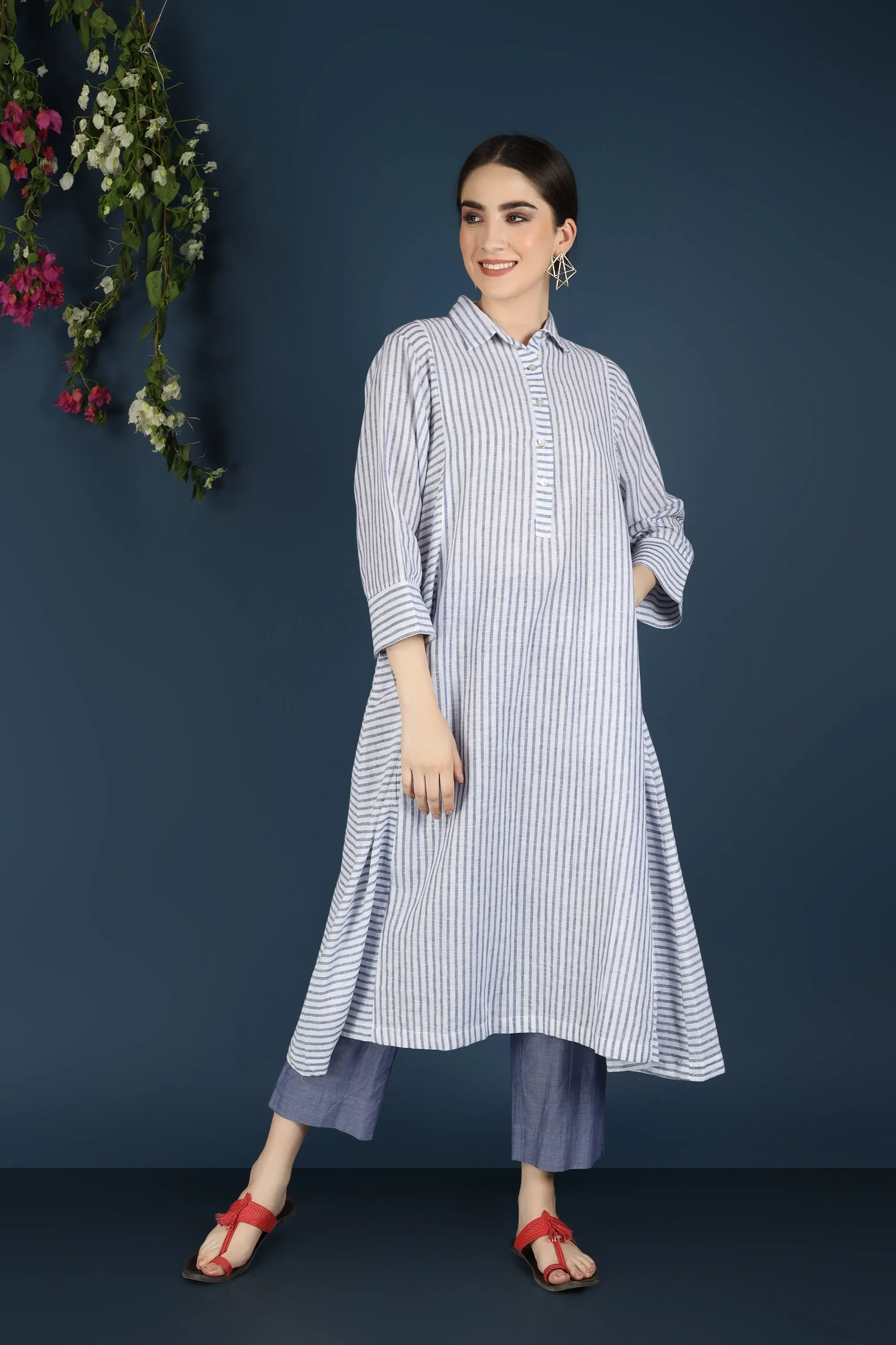BLUE STRIPED KURTA CO-ORD SET