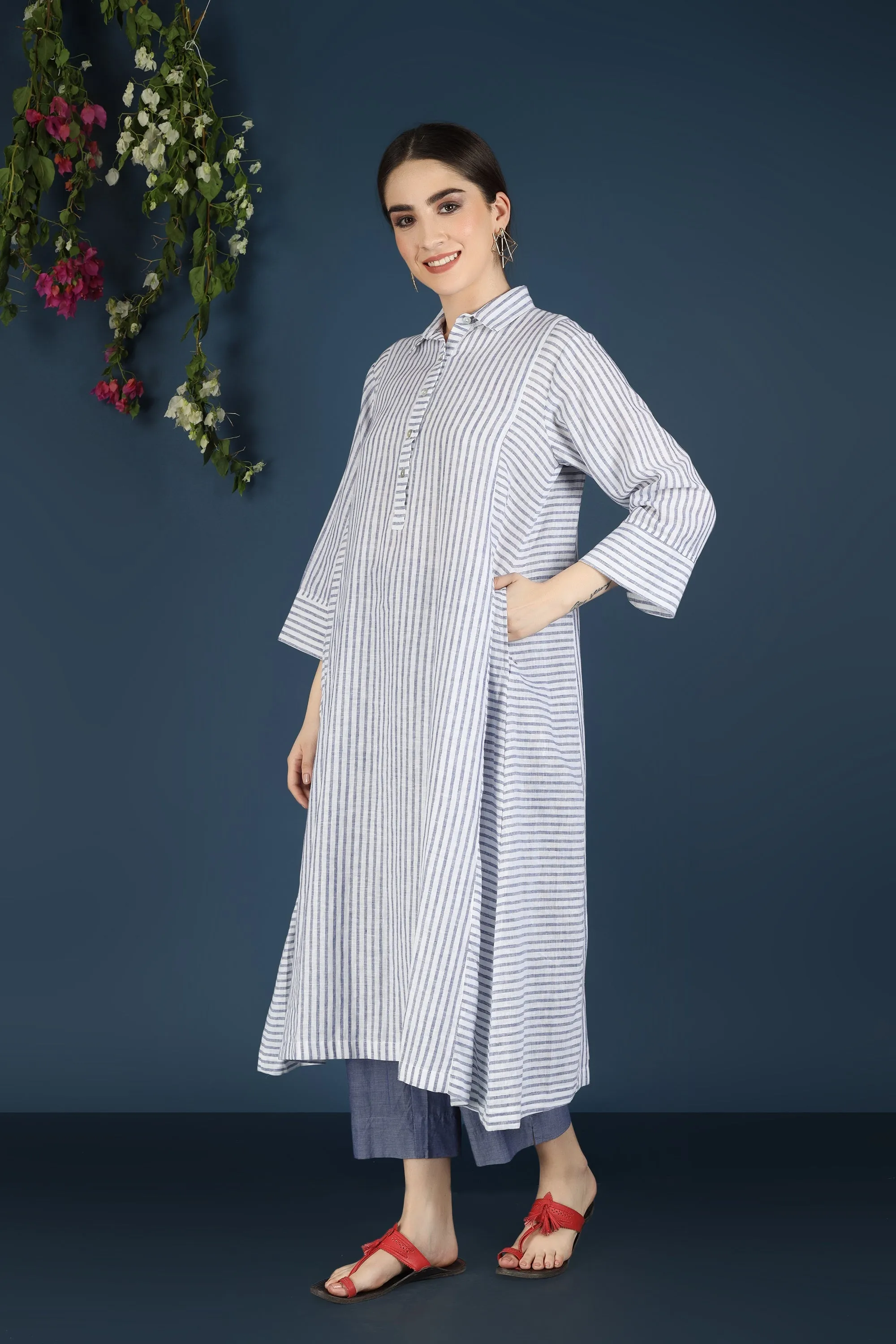 BLUE STRIPED KURTA CO-ORD SET