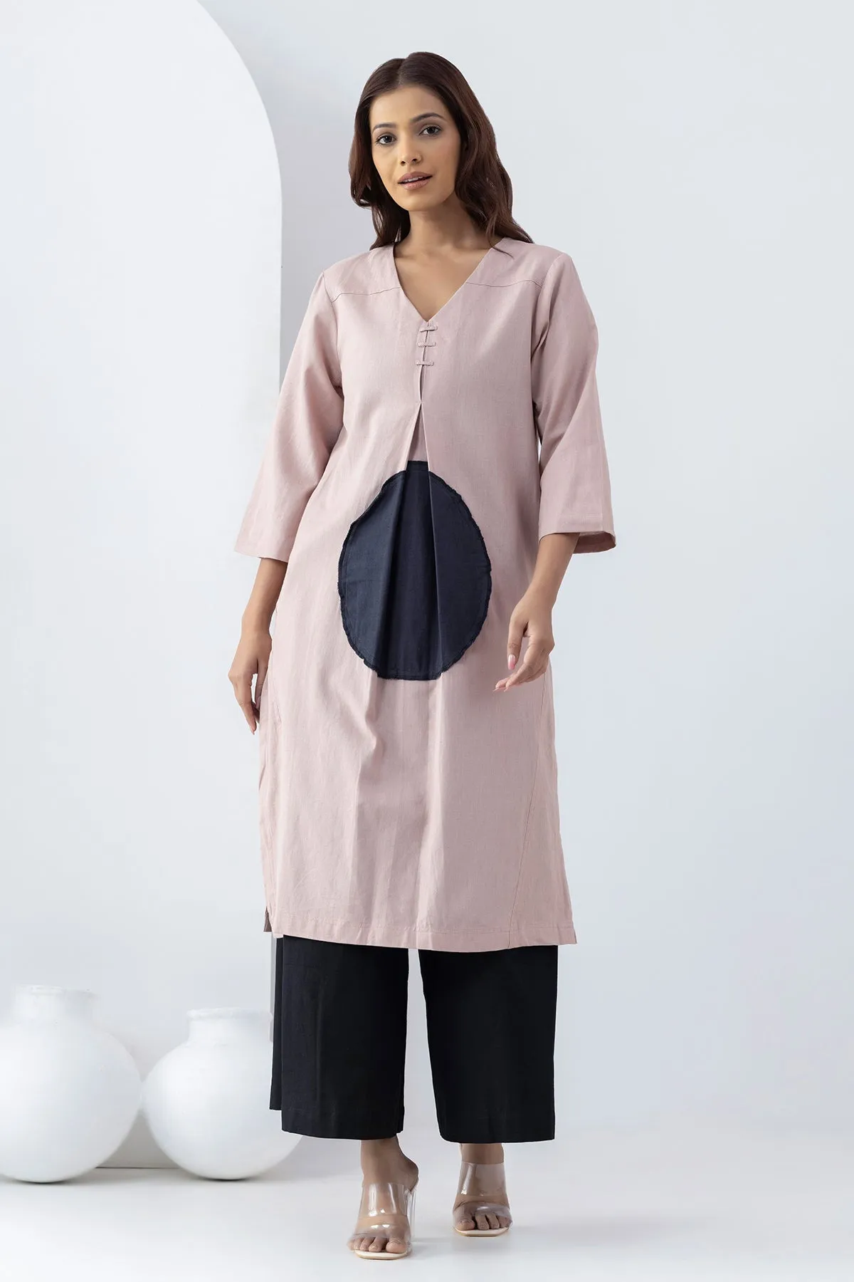 Blush Pink Patchwork Tunic Set