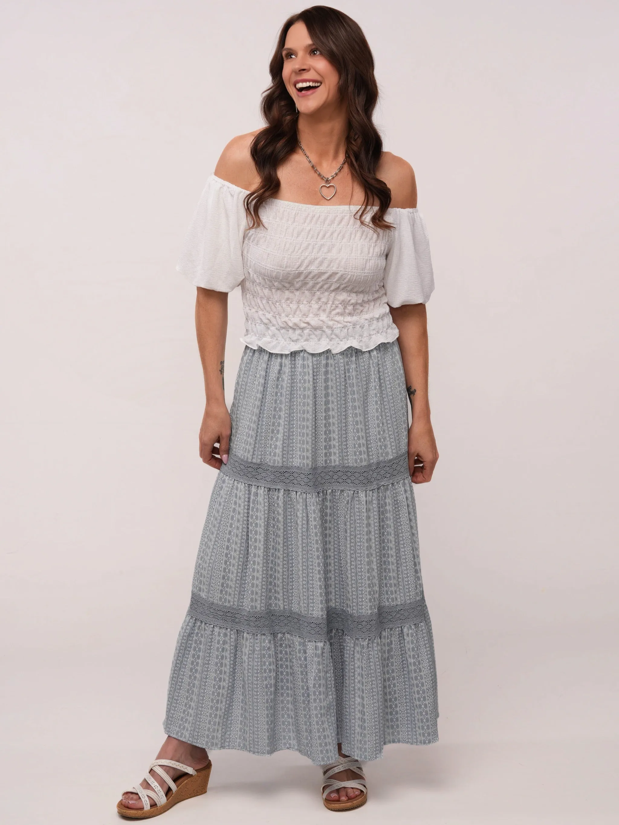 Boho Smocked Puff Sleeve White Top