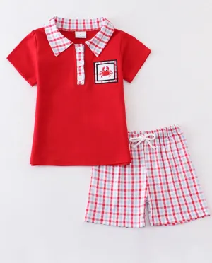 BOYS CRAB EMBROIDERY CRAB SHORTS SET