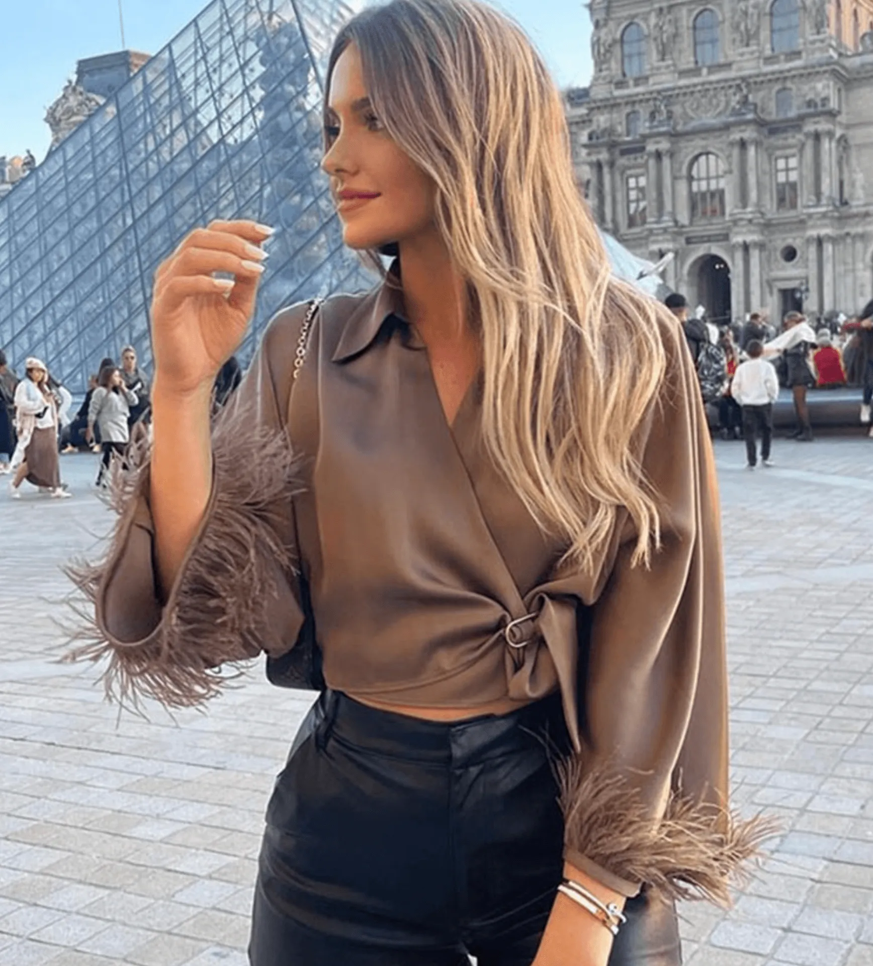 Briann® | Elegant Satin Wrap Blouse