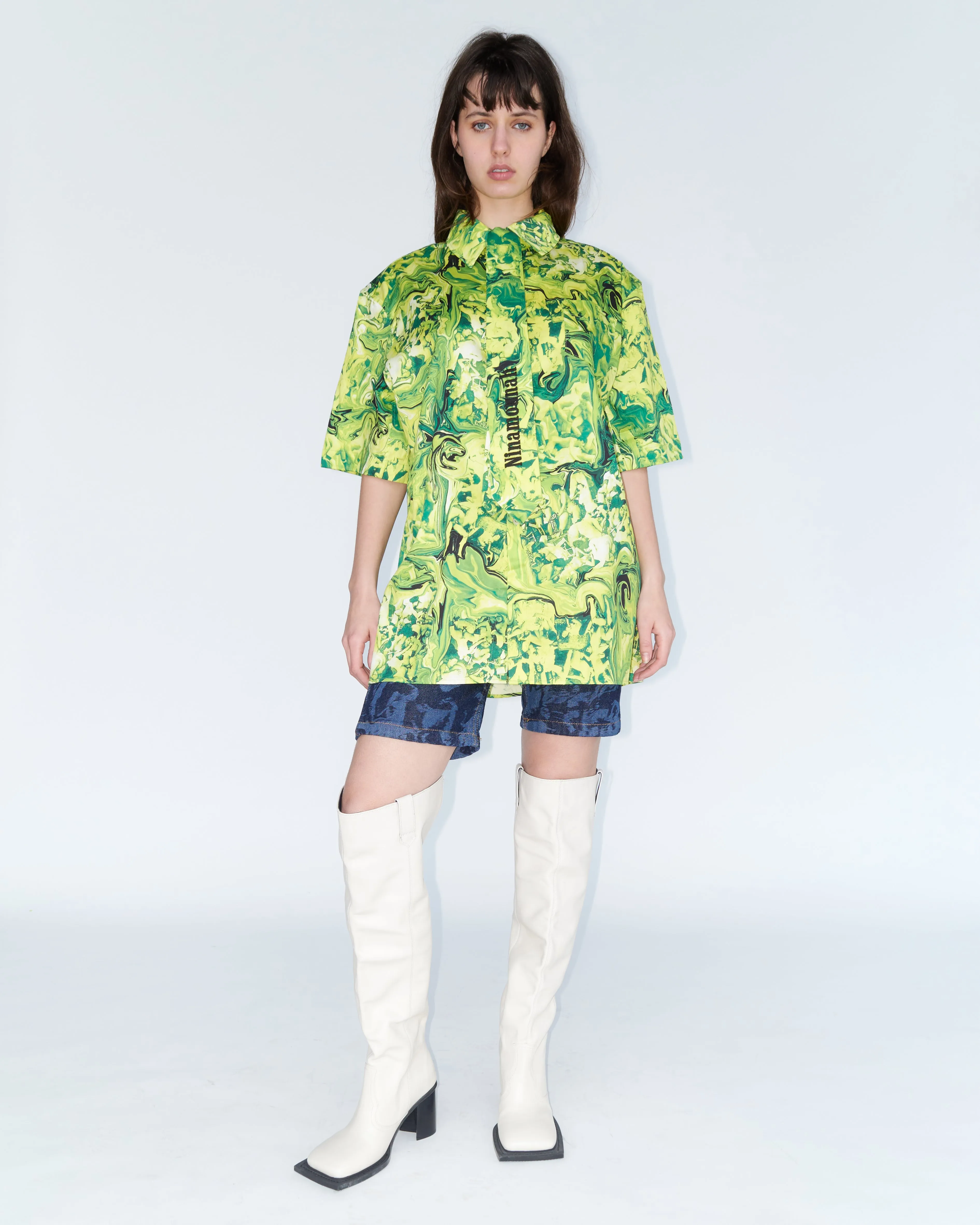 Broke Short Sleeve in Green orgy print