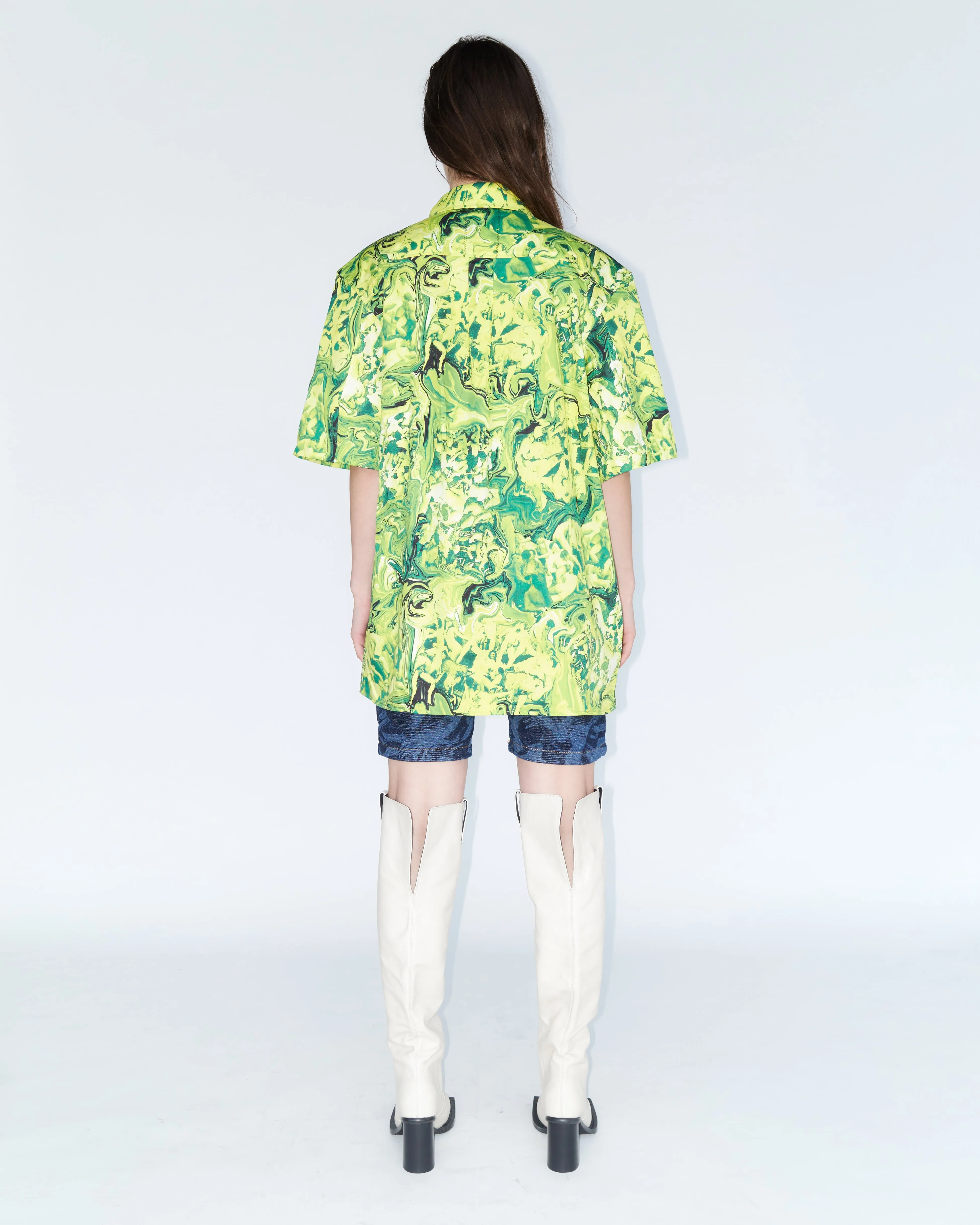 Broke Short Sleeve in Green orgy print