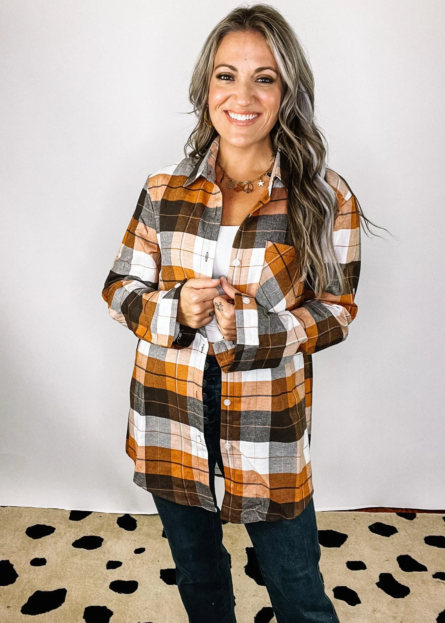 Brown and Orange Plaid Top