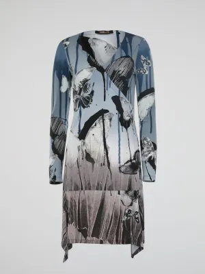 Butterfly Print Wrap Dress