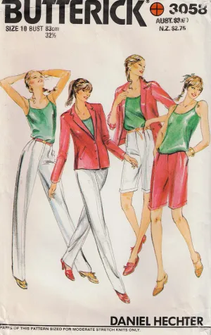 Butterick 3058 DANIEL HECHTER Womens Jacket Pants Shorts & Camisole 1970s Vintage Sewing Pattern Size 10 Bust 32.5 inches