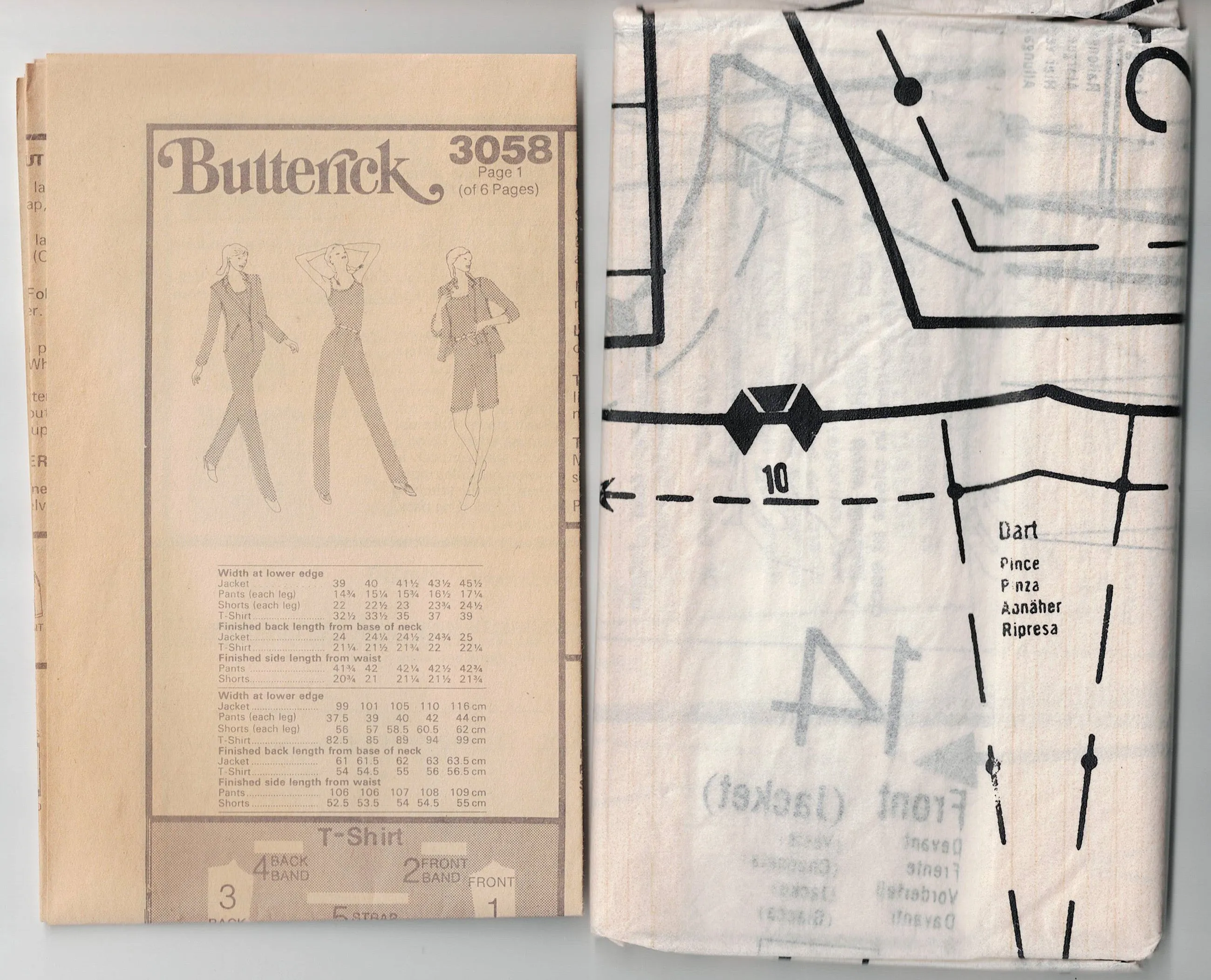 Butterick 3058 DANIEL HECHTER Womens Jacket Pants Shorts & Camisole 1970s Vintage Sewing Pattern Size 10 Bust 32.5 inches