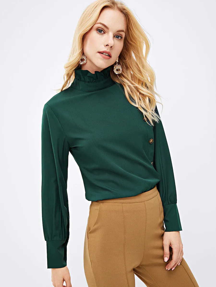 Buttoned Keyhole Blouse