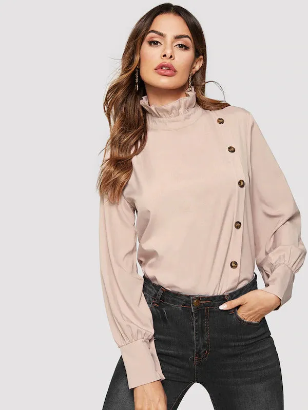 Buttoned Keyhole Blouse