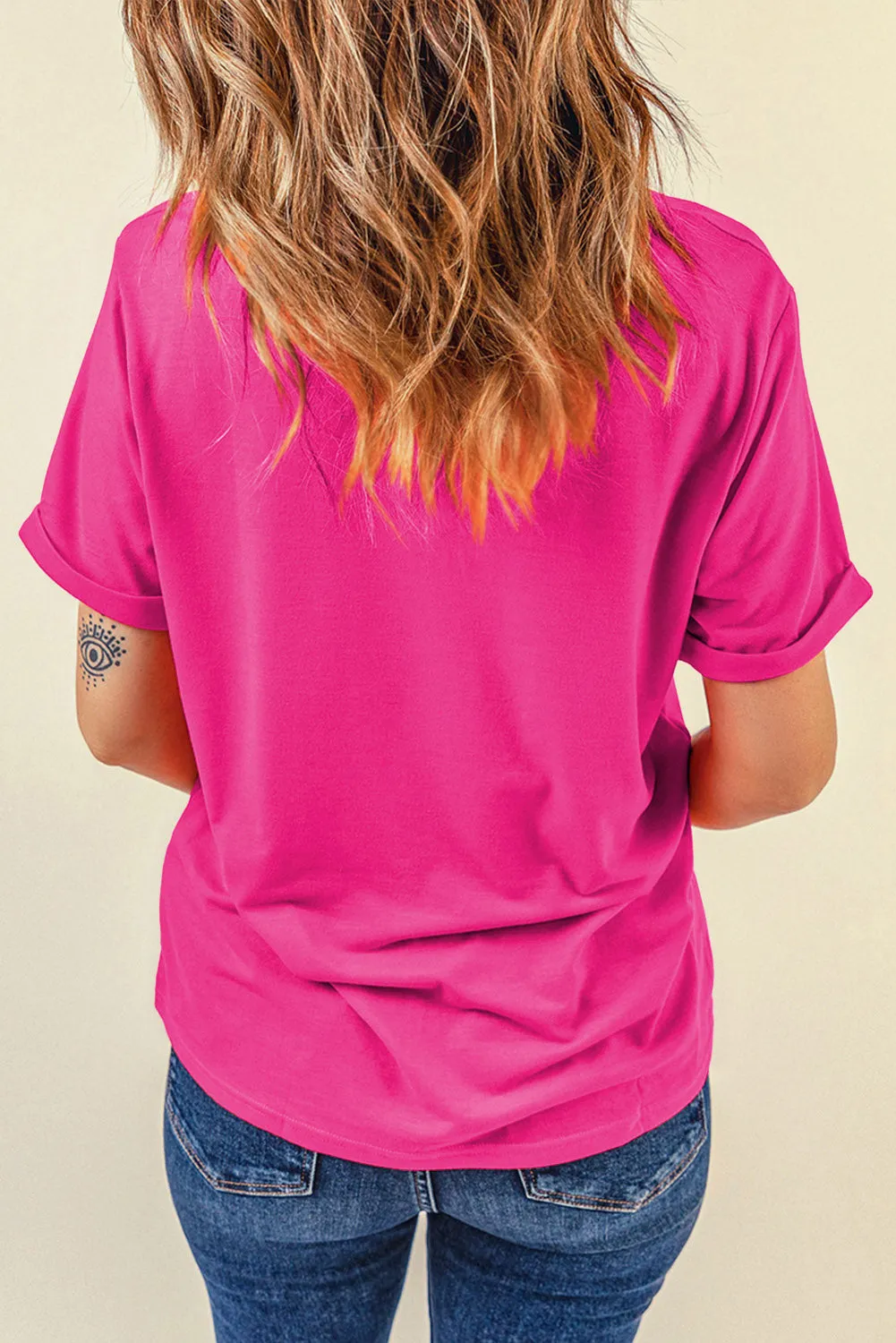 Cami Flower Round Neck Short Sleeve T-Shirt