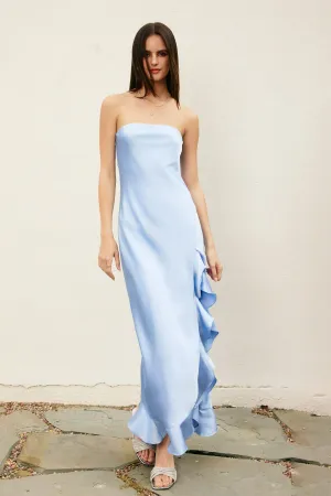 Candice Strapless Ruffled Slit Maxi Dress