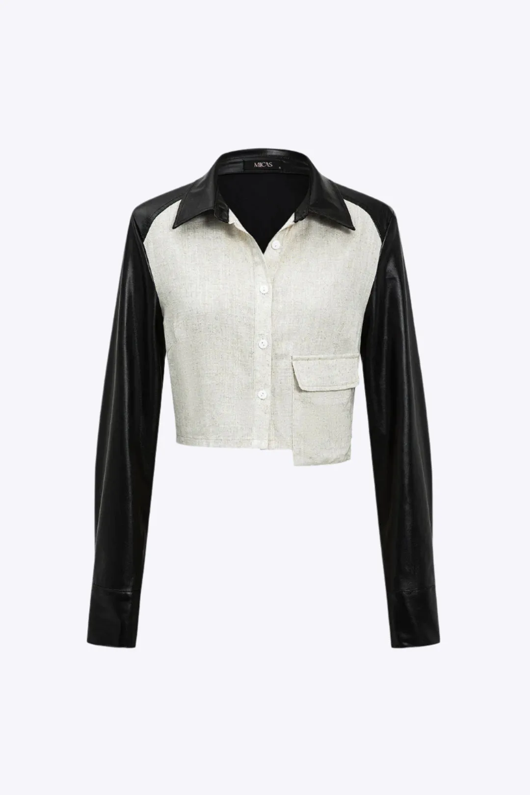 Cassie - Elegant Solid Patchwork Pocket Woman's Long Sleeve Shirt