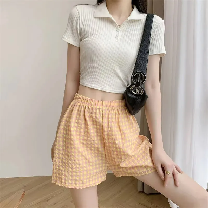Casual Cute Plaid Pattern Homewear Shorts