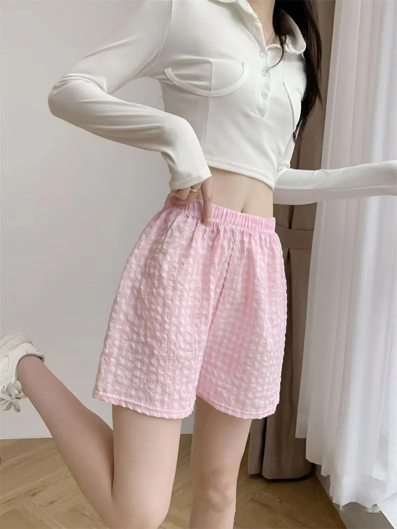 Casual Cute Plaid Pattern Homewear Shorts