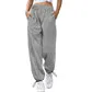 Casual women's sports pants with wide legs and drawstring