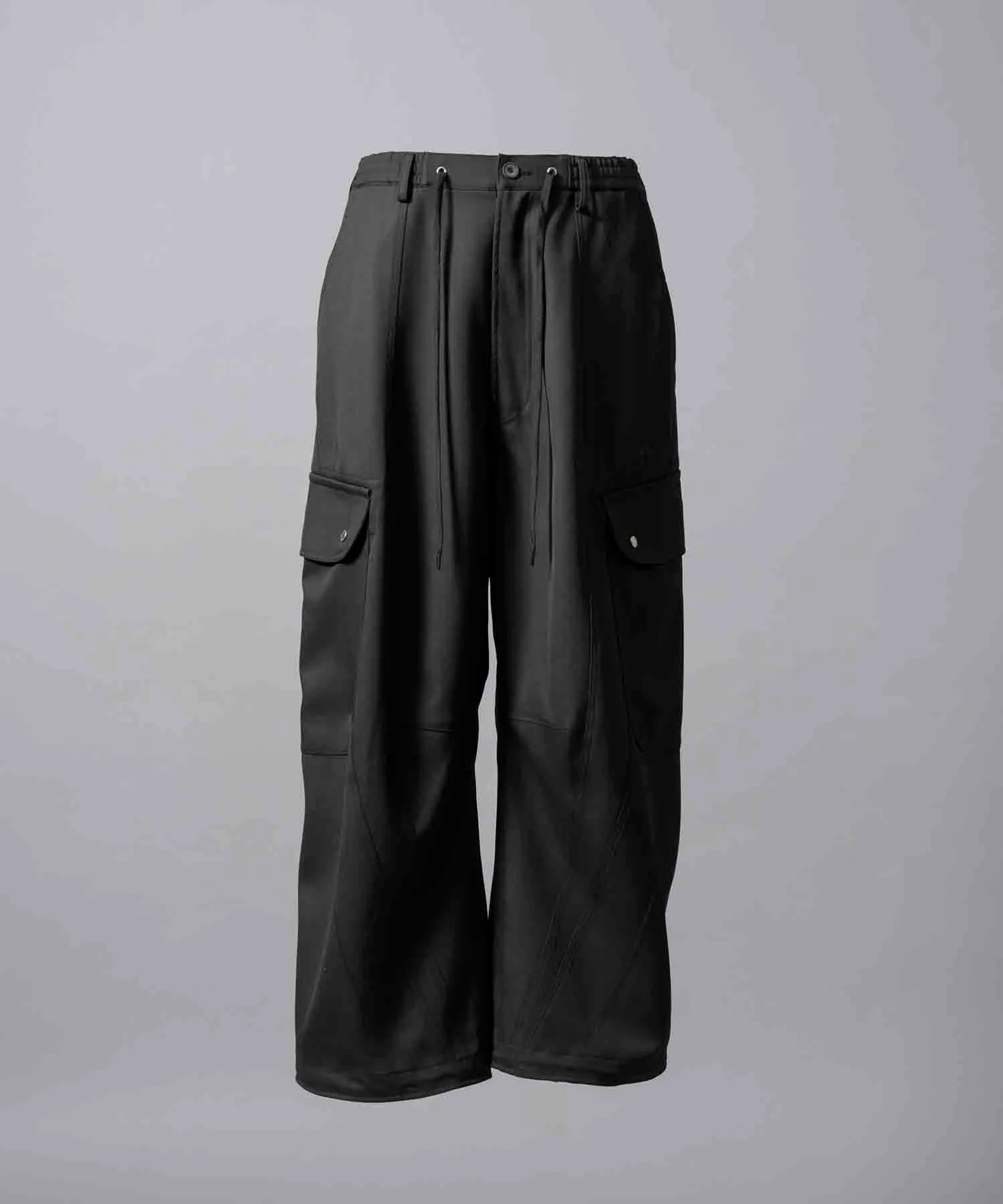 Chambray Wool Prime-Wide Three-Dimensional Cutting Cargo Pants