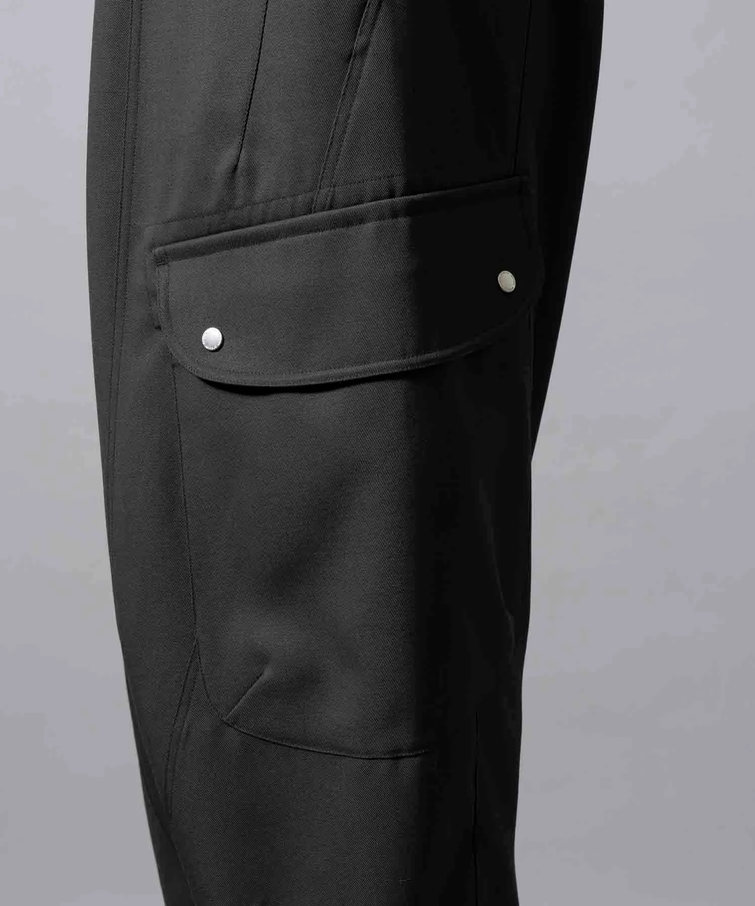 Chambray Wool Prime-Wide Three-Dimensional Cutting Cargo Pants