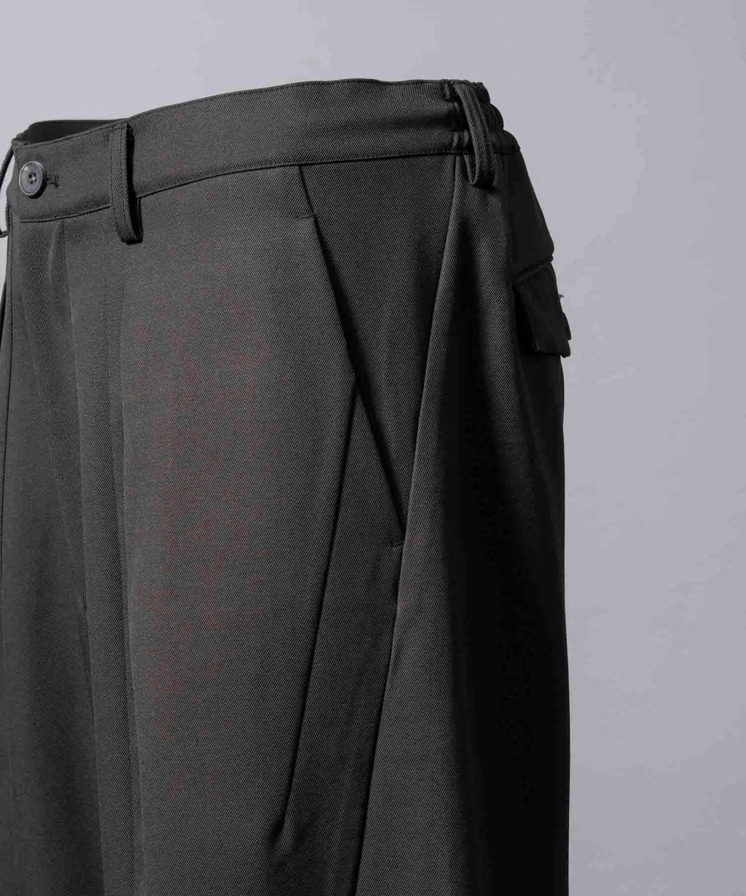 Chambray Wool Prime-Wide Three-Dimensional Cutting Pants