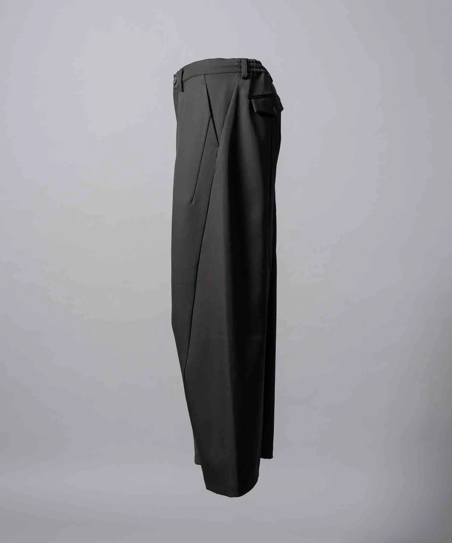 Chambray Wool Prime-Wide Three-Dimensional Cutting Pants