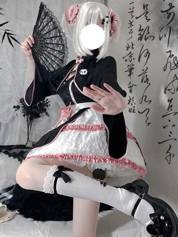 Chinese Style Lolita Dress Bows Sleeveless Jacquard Chinese Style Green Chinese Style Lolita