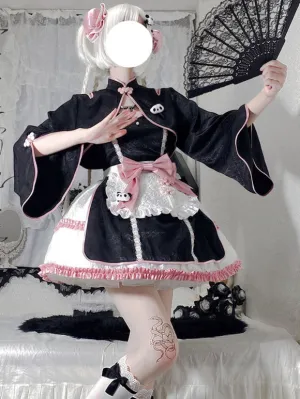 Chinese Style Lolita Dress Bows Sleeveless Jacquard Chinese Style Green Chinese Style Lolita