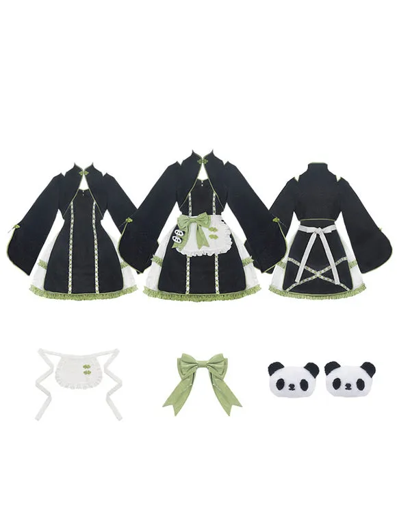 Chinese Style Lolita Dress Bows Sleeveless Jacquard Chinese Style Green Chinese Style Lolita