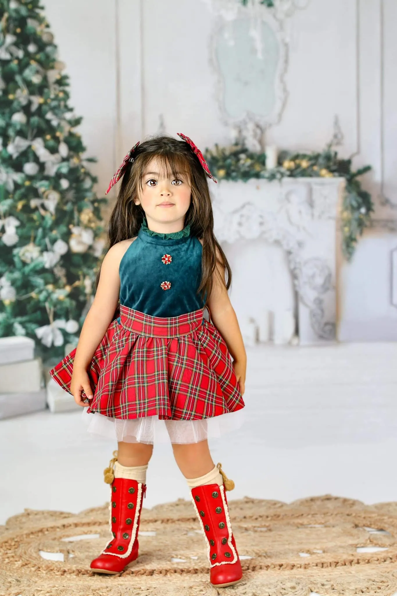 Christmas Plaid Velvet Set
