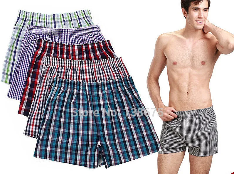 Classic Plaid Men Boxer Shorts mens underwear trunks Cotton Cuecas Underwear boxers for male Mix Color 4 Pieces/Lot