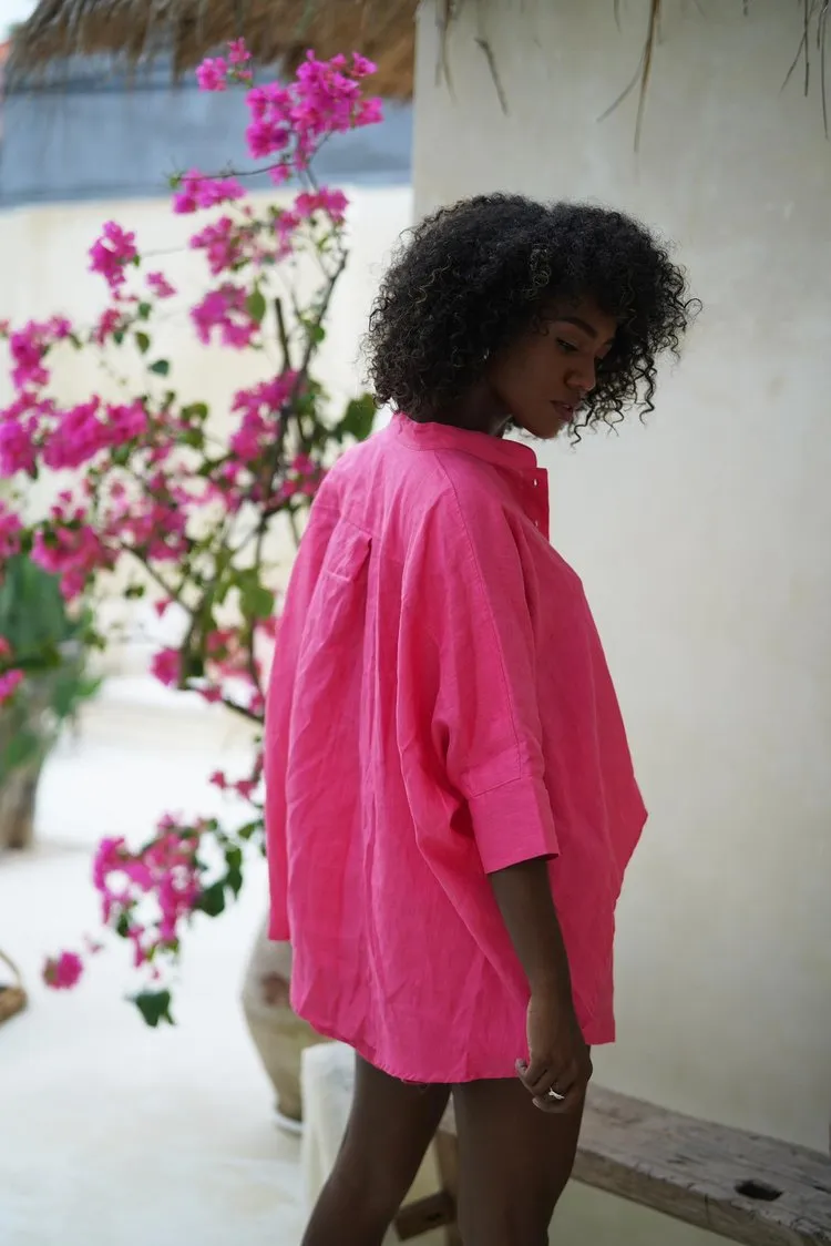 Claudia Linen Shirt Raspberry