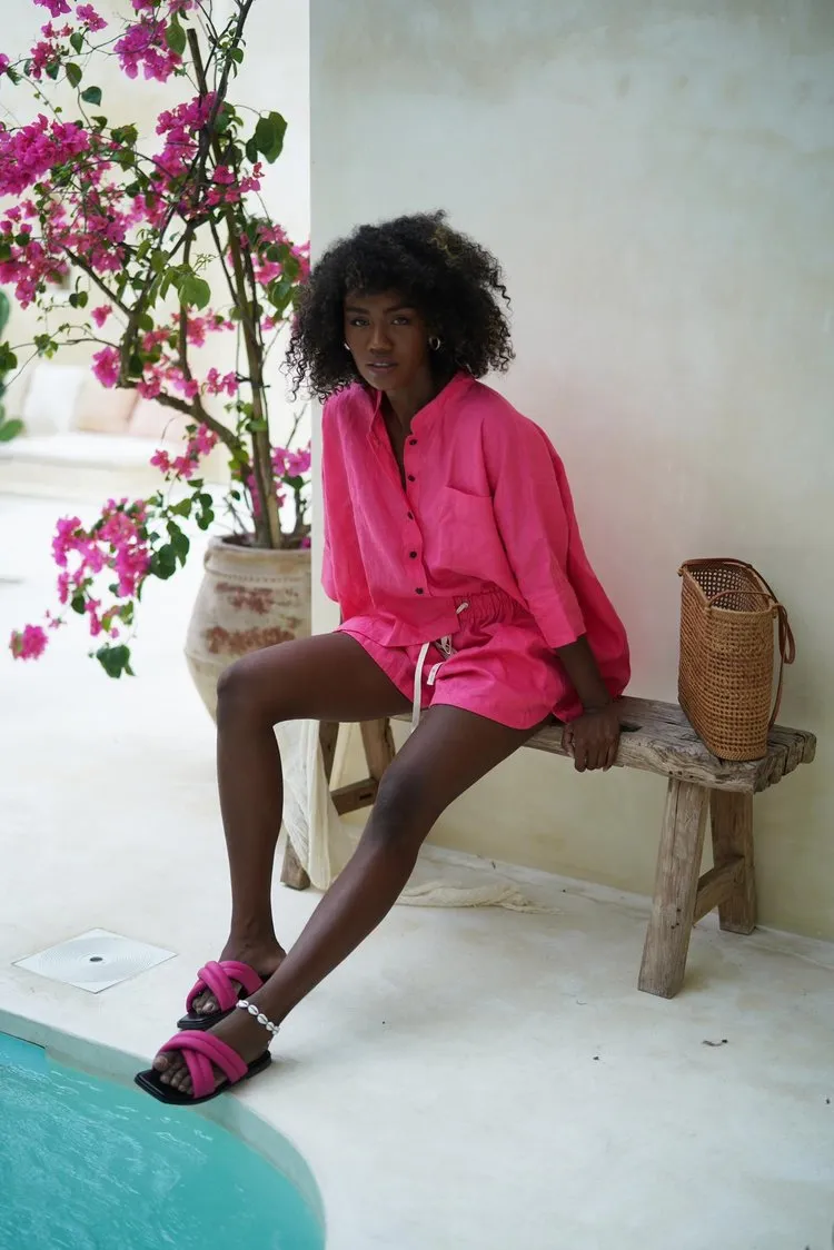 Claudia Linen Shirt Raspberry