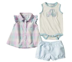 CLCG9749-6 M-SeaAngel Set 3 Piece Carhartt Bodysuit/Shorts/Plaid