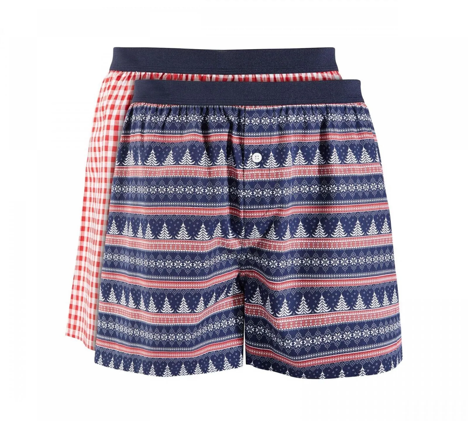 Club Room Men's Holiday Printed Cotton Boxers Red Check XL