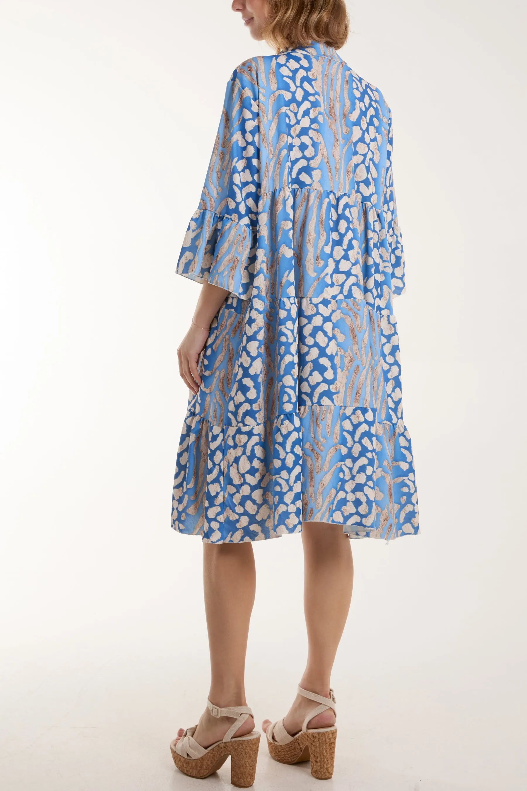 Colourful Leopard Print Tiered Smock Dress