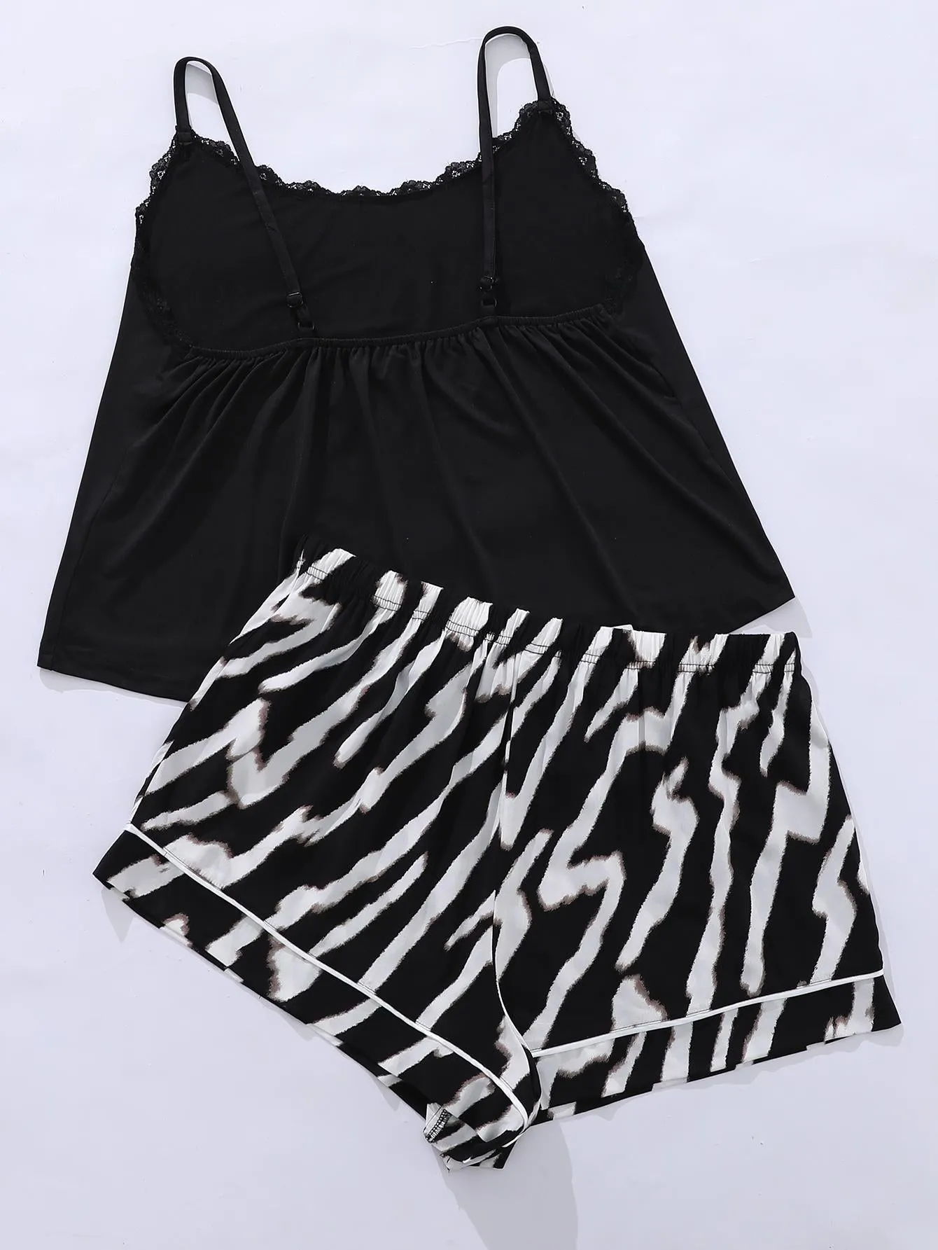 Comfy Plus Size Lace Trim Pajama Set