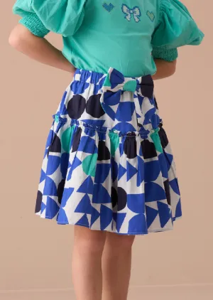 Corina Blue Print Tiered Skirt