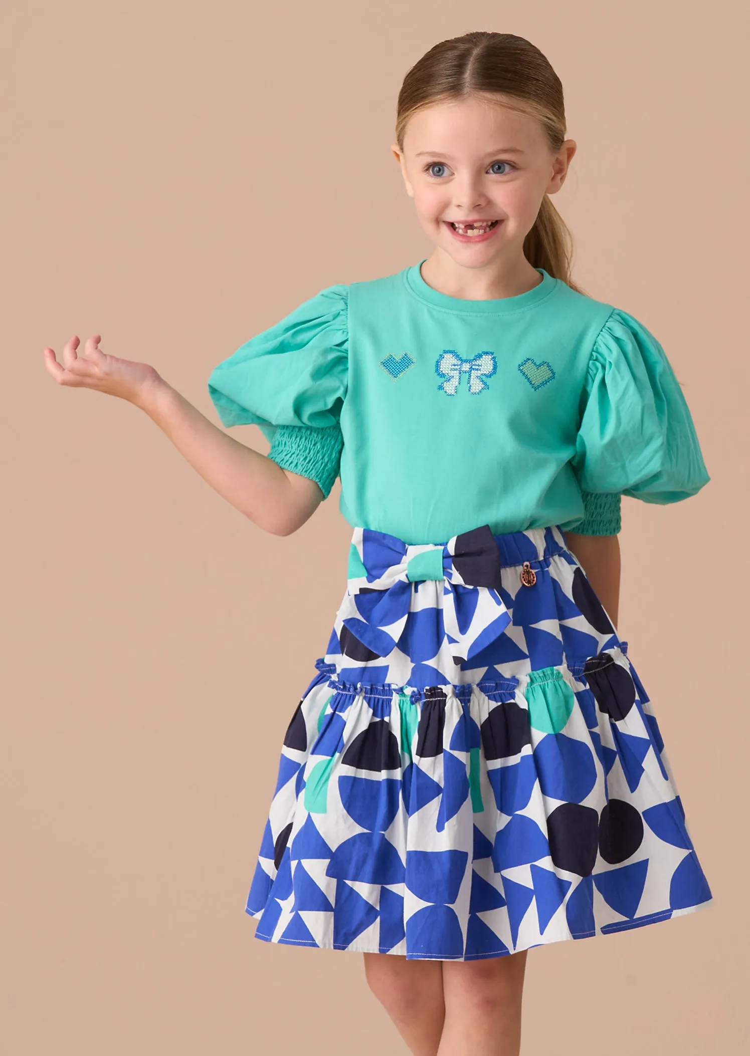 Corina Blue Print Tiered Skirt