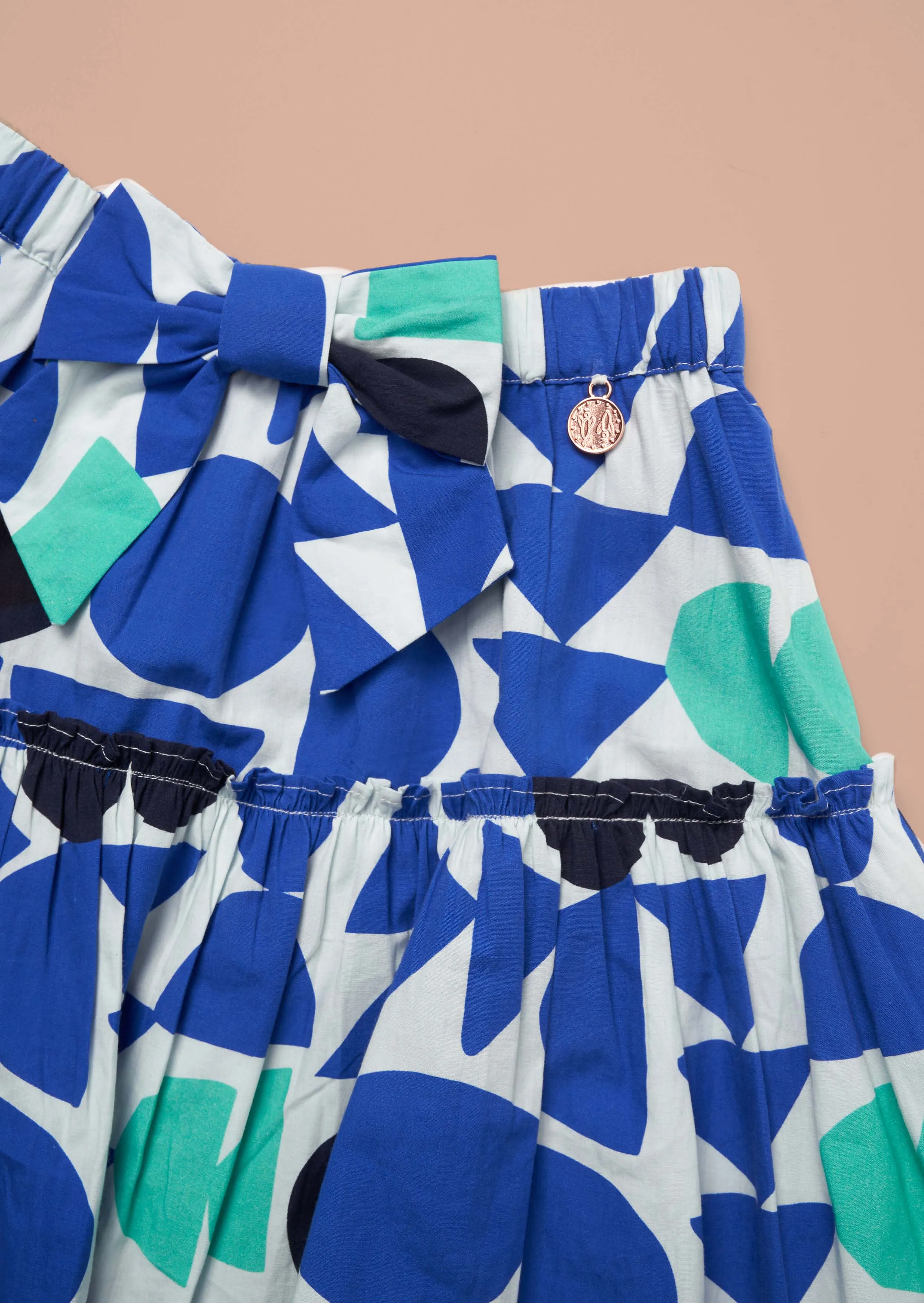 Corina Blue Print Tiered Skirt