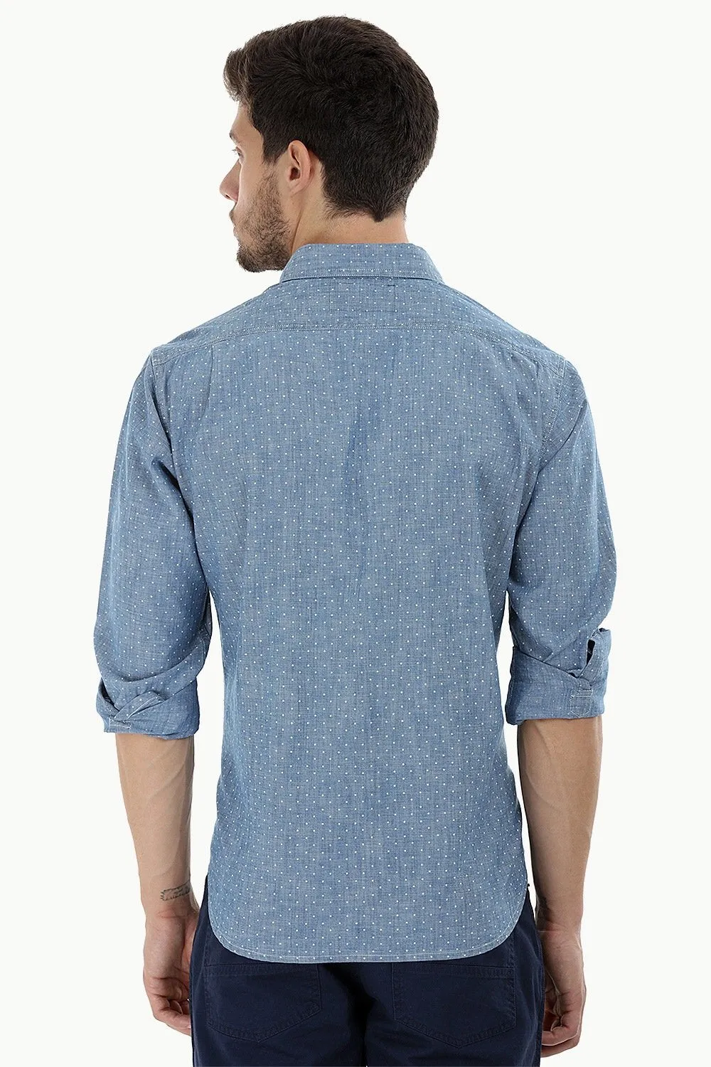 Cotton Chambray Printed Shirt
