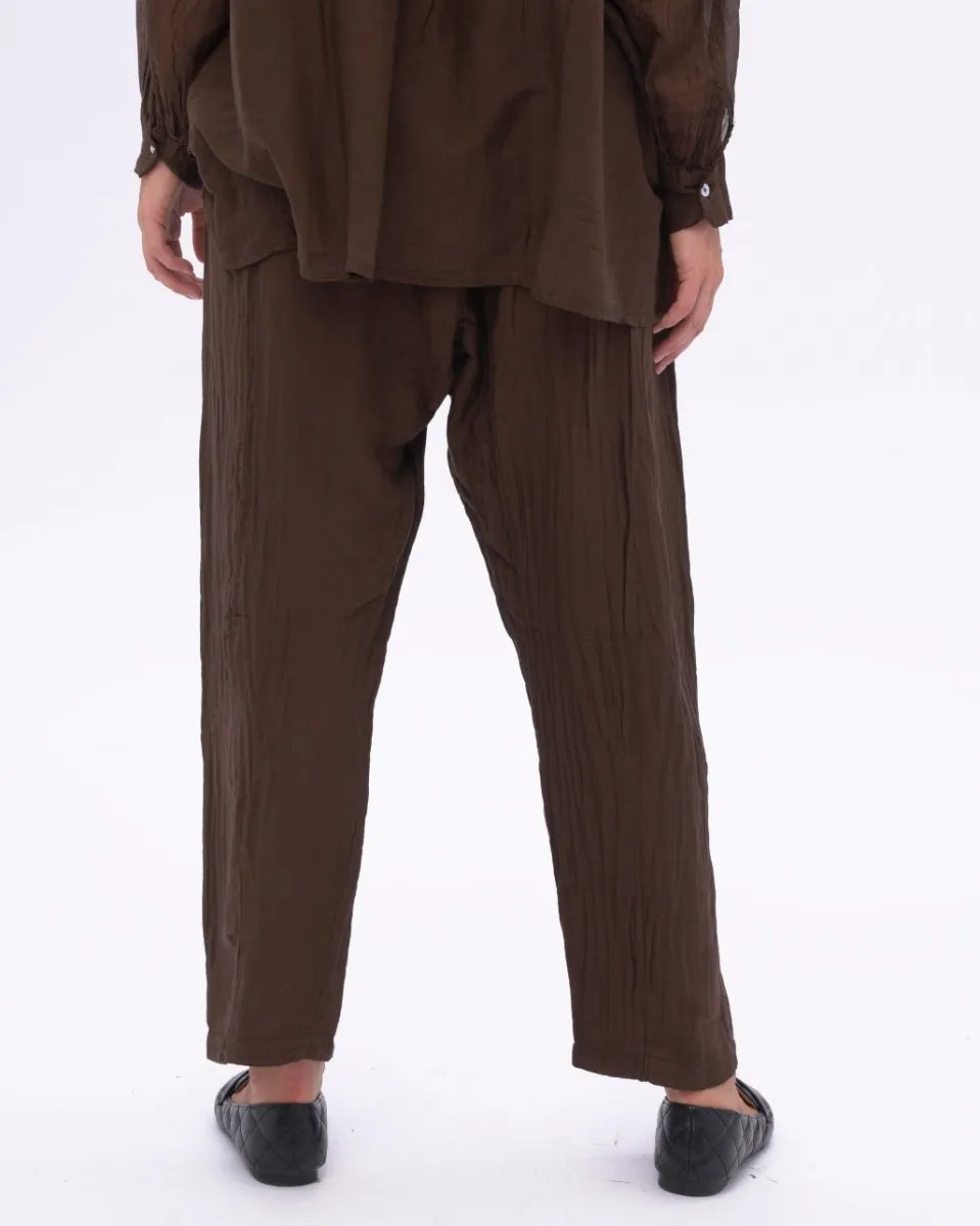 Cotton Silk Blend Drawstring Pants