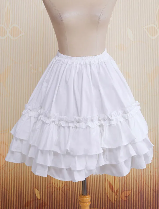 Cotton White Multi-layer Lace Lolita Skirt