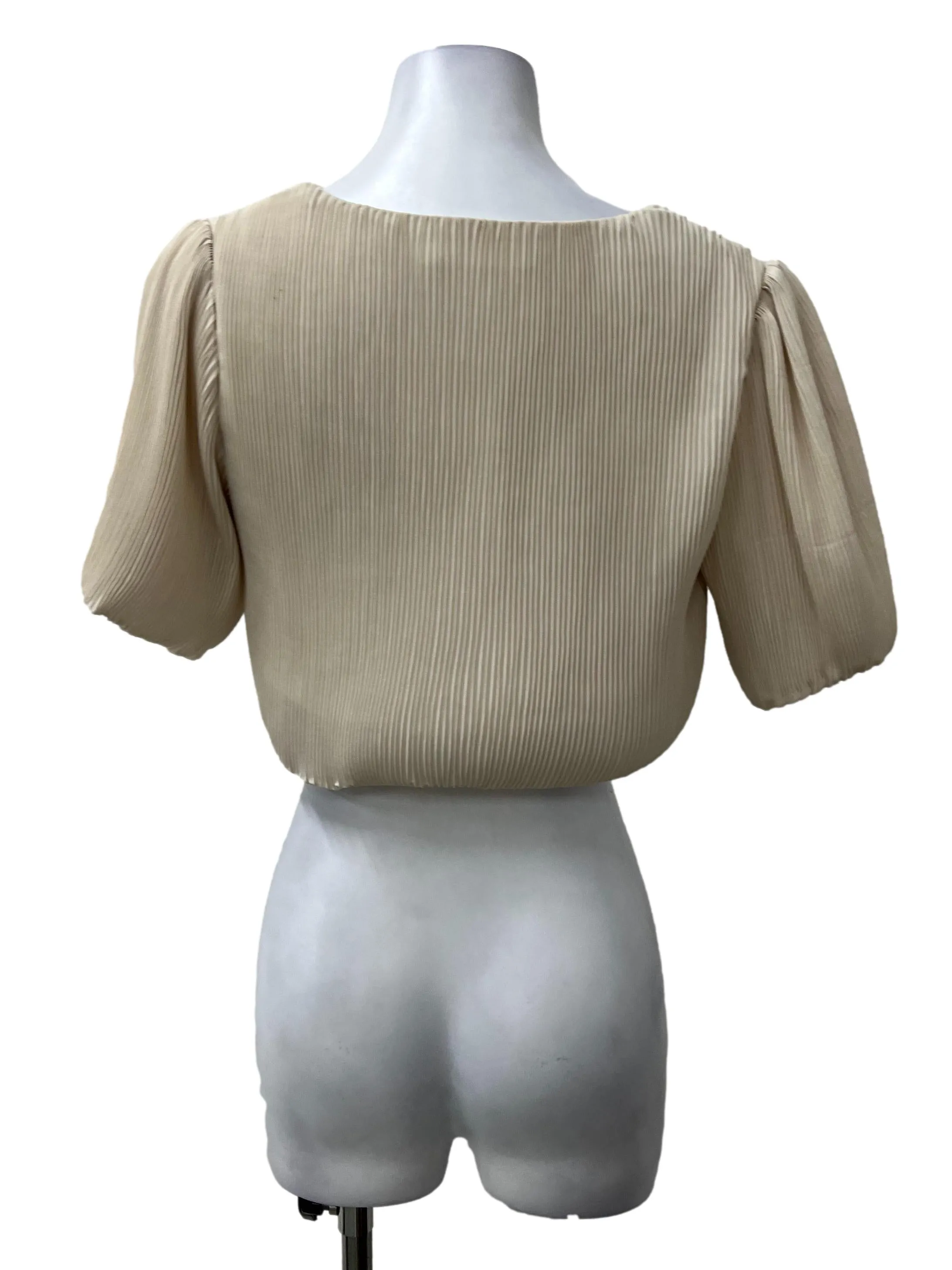 Cream Pleated Crop Top TWL