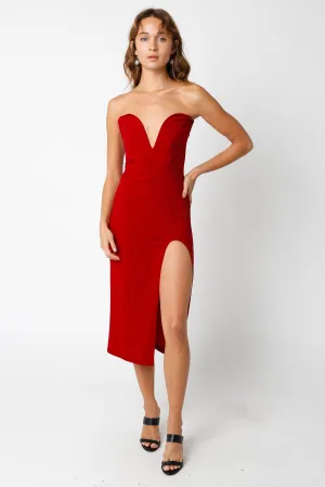 Crimson Midi Dress