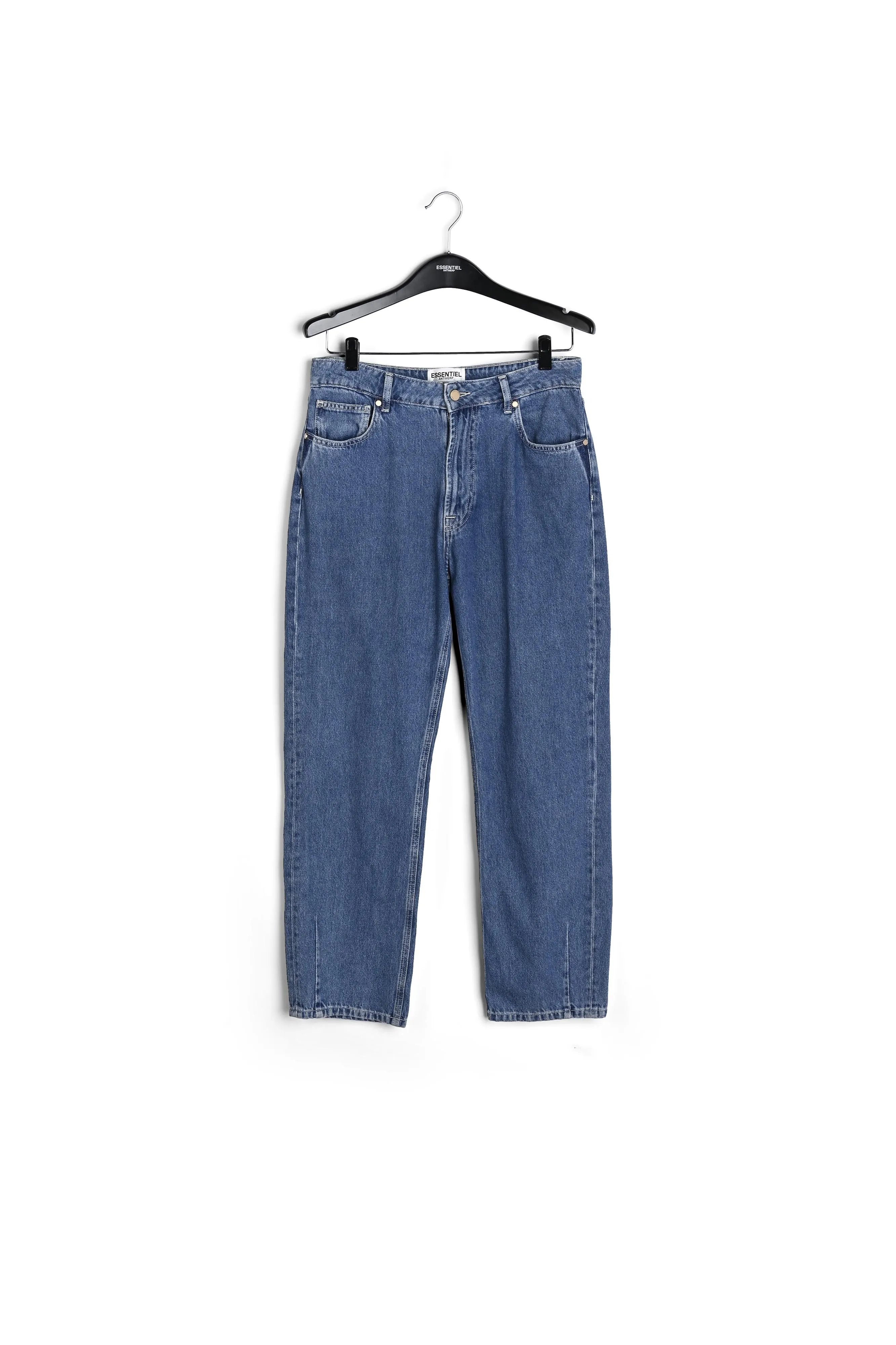 Cropped high-rise blue jeans