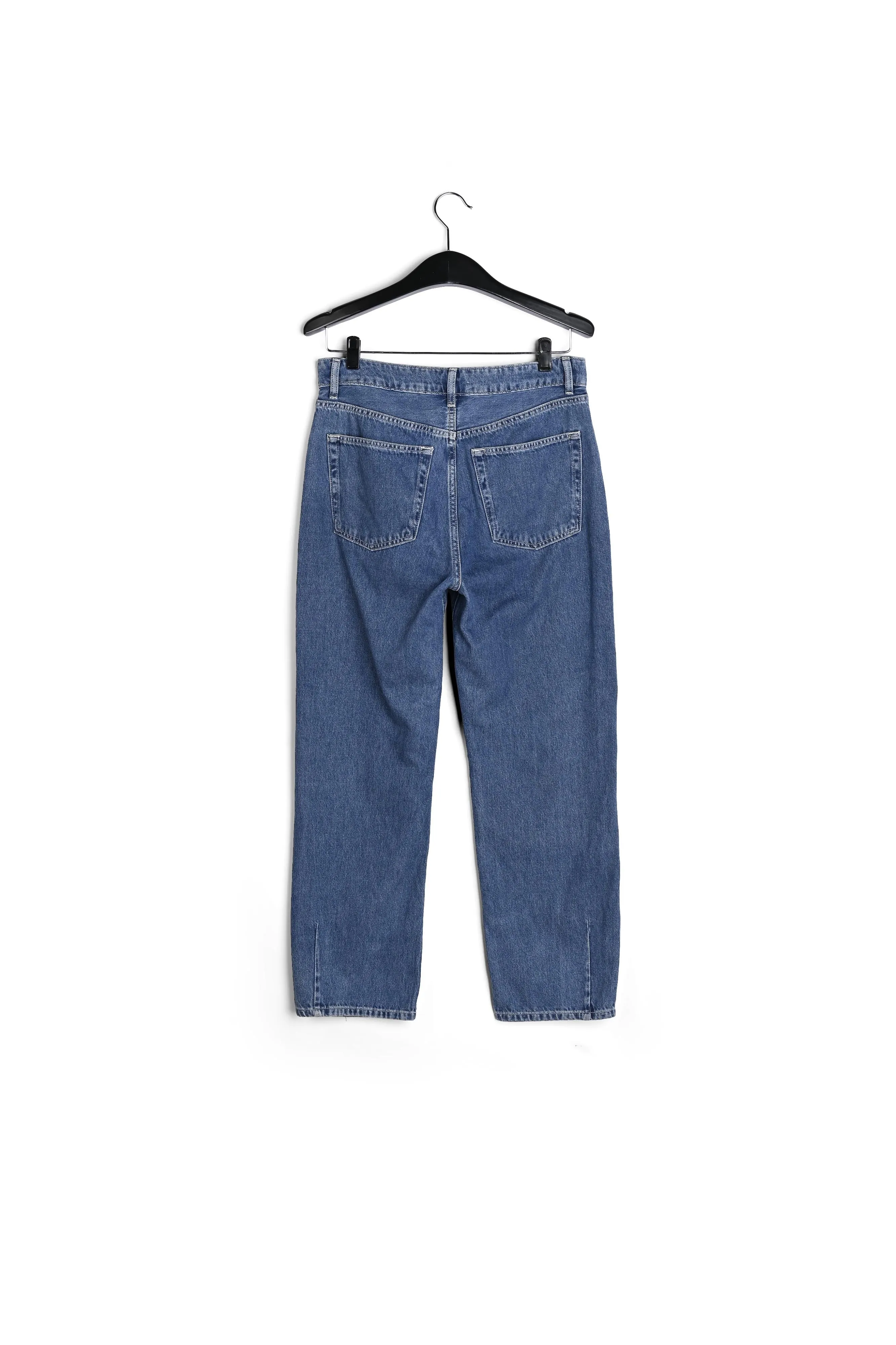 Cropped high-rise blue jeans