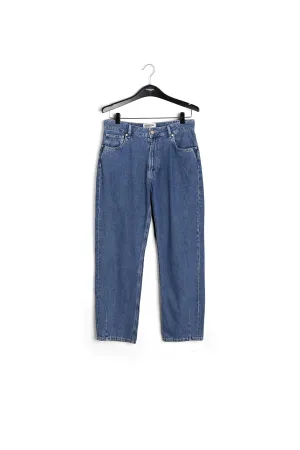 Cropped high-rise blue jeans