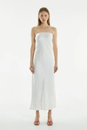 CRUSH BIAS STRAPLESS DRESS | OFF WHITE