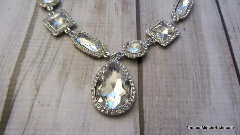 Crystal & Rhinestone Gemstone Necklace & Earrings